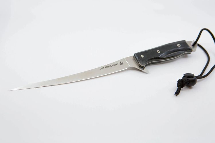 LAMOUREUX &amp; SONS COUTEAU DE PÊCHE &#39;&#39;BONAVENTURE&#39;&#39; MICARTA NOIR
