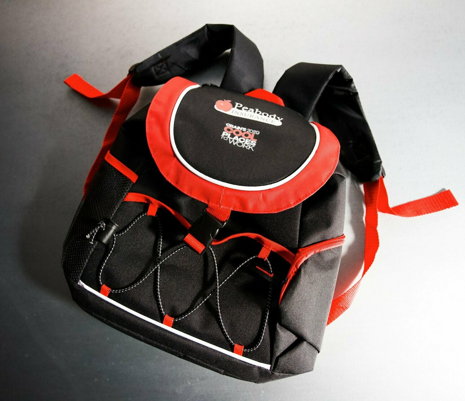 logo lined mesh pocket backpack