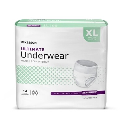 Unisex Adult Absorbent Underwear McKesson Pull On with Tear Away Seams X-Large Disposable Heavy Absorbency (CS/56)