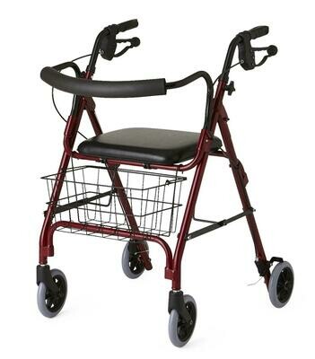 Deluxe Rollator, Burgundy, Curved Back, 250 lb. Deluxe Rollator, Burgundy, Curved Back, 250 lb.
