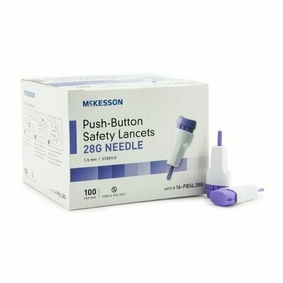 Lancet McKesson Fixed Depth Lancet Needle 1.5 mm Depth 28 Gauge  (100/BX 20BX/CS)