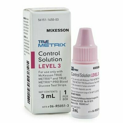 Blood Glucose Control Solution McKesson TRUE METRIX® Blood Glucose Testing 3 mL Level 3
CONTROL, BLD GLUCOSE LEVEL 3 TRUE METRIX (1/BX 24BX/CS)