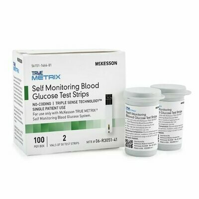 Blood Glucose Test Strips McKesson TRUE METRIX® 100 Strips per Box For McKesson TRUE METRIX® Self Monitoring Blood Glucose System
STRIPS, BLD GLUC TRUEMETRIX SNGL PT (100/BX 12BX/C