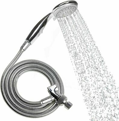 Vive Handheld Shower Head - Long Hose, High Pressure, Chrome Finish Bathroom Faucet Kit with Large Waterfall, Rainfall Head