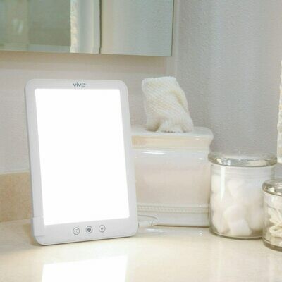 Vive Sun Lamp - Therapy Light 10,000 Lux Box - White Yellow LED Artificial Sunshine - UV Free, Adjustable Brightness and Touch Control - for Desk and Bedroom … Vive Sun Lamp - Therapy Light 10,000 Lux Box - White Yellow LED Artificial Sunshine - UV Free, Adjustable Brightness and Touch Control - for Desk and Bedroom …