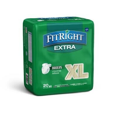 FitRight Extra Cloth-Like Adult Incontinence Briefs, Size XL, for Waist Size 57