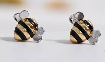 925 Silver Plated Bumble Bee Earrings