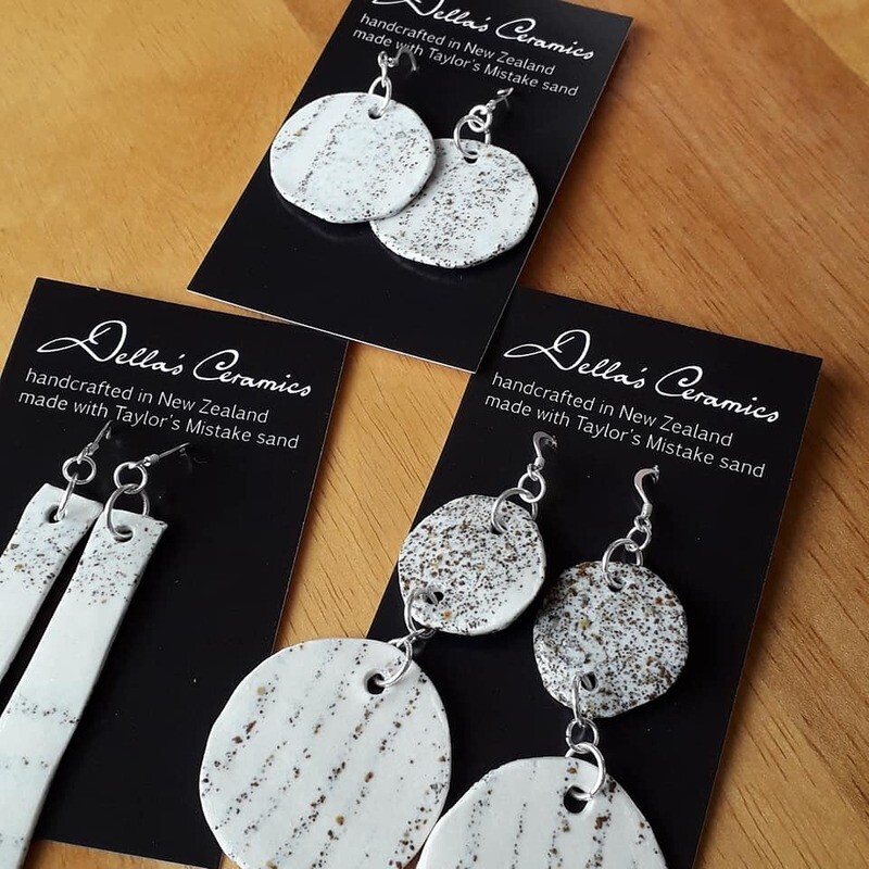Ceramic Earrings with Sterling Silver &amp; Taylors Mistake Sand