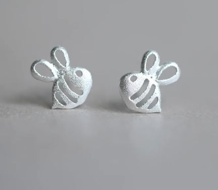 925 Sterling Silver Bee Stud Earrings
