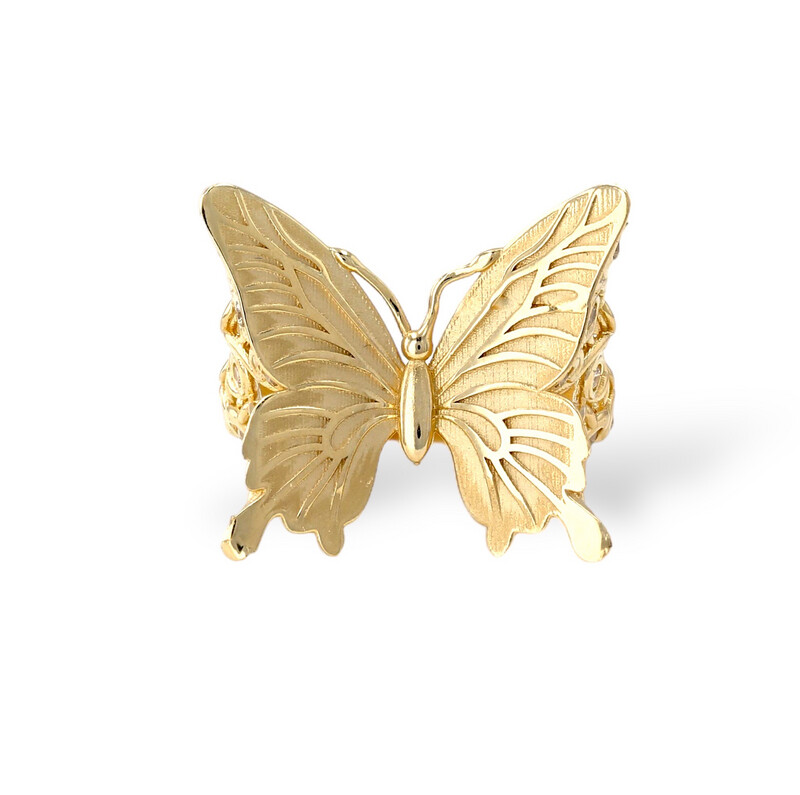 Oro 10k anillo de mariposa 