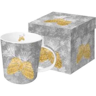 FINAL SALE - Mug In Gift Box - Holiday Pinecones