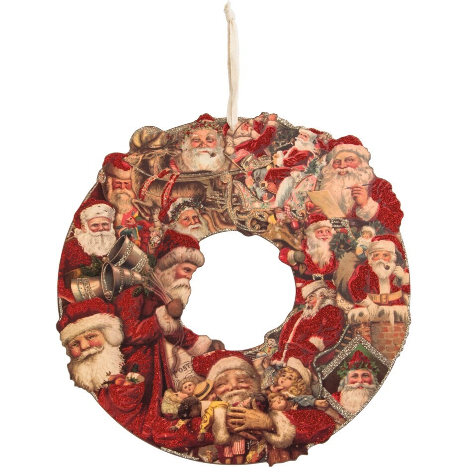 Wreath - Santa Postcard