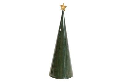 FINAL SALE - Metal Cone Tree, Green W/ Gold Star, Large