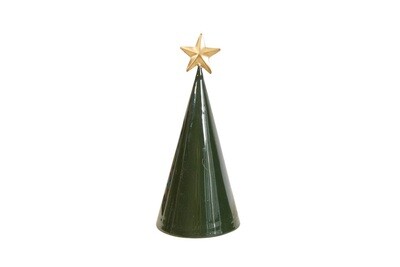 FINAL SALE - Metal Cone Tree, Green W/ Gold Star, Small