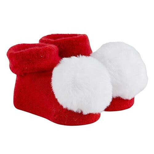 FINAL SALE - Red+White Fur Pom Socks