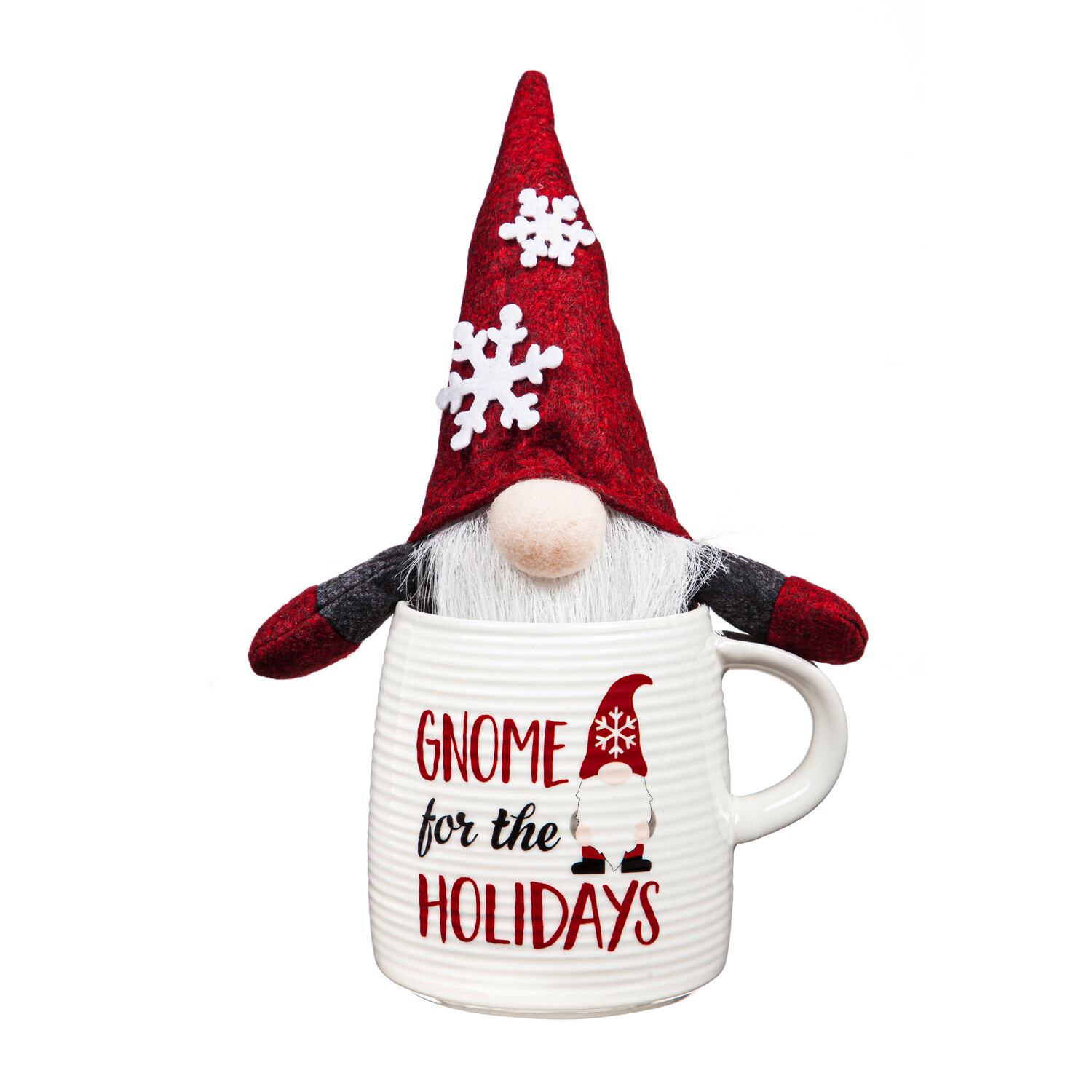 FINAL SALE - Ceramic Cup with 5" Plush Holiday Gnome