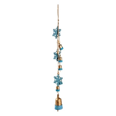 FINAL SALE - Beaded and Metal Snow Flake and Bell Wind Chime