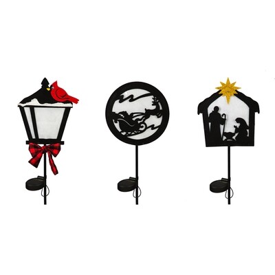 FINAL SALE - Christmas Silhouettes Solar Lit Fabric Stakes