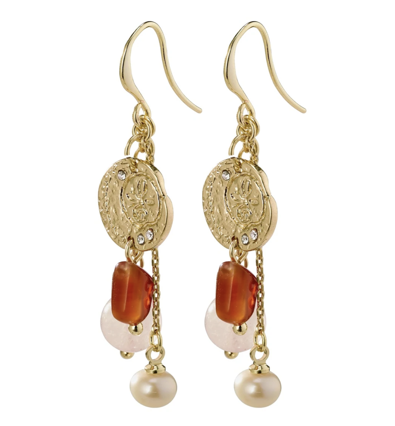 Warmth Earrings Gold Plated Brown