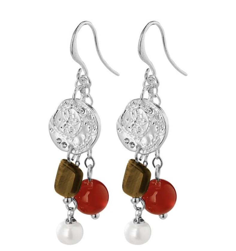 FINAL SALE - Warmth Earrings Silver Plated Brown