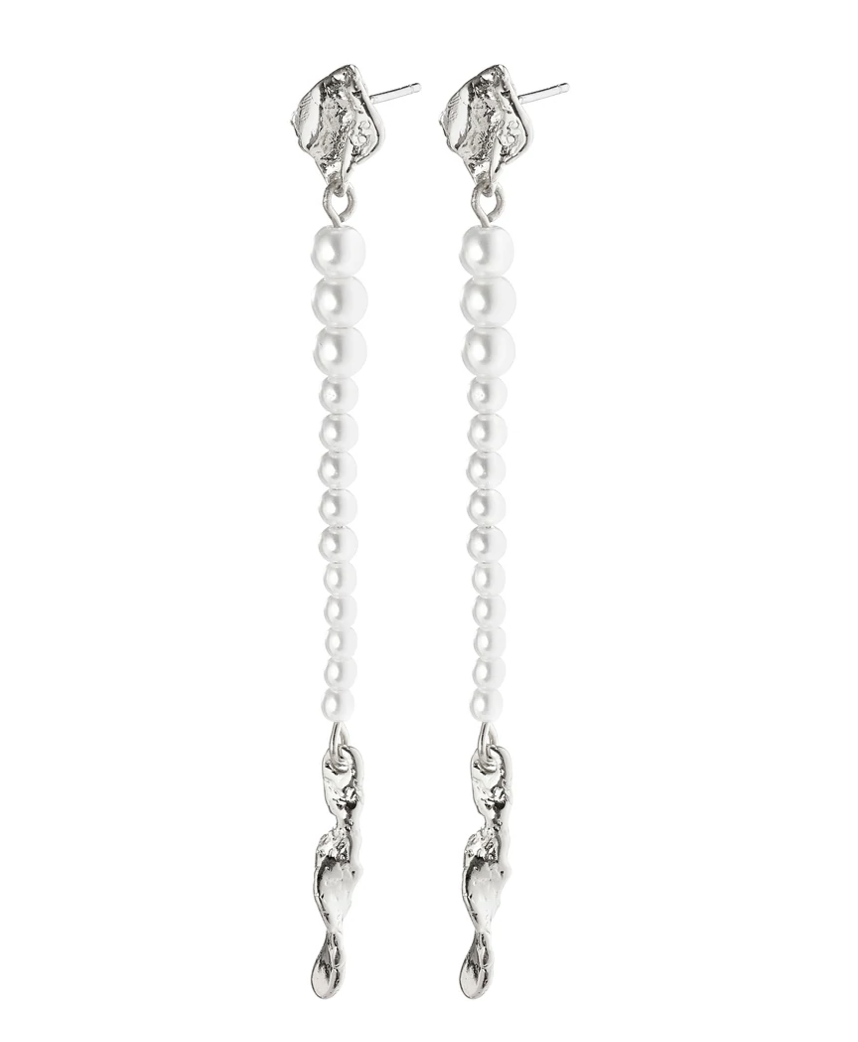 Simplicity Earrings Silver Plated White