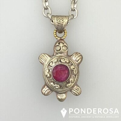 Faceted Ruby Stone Turtle