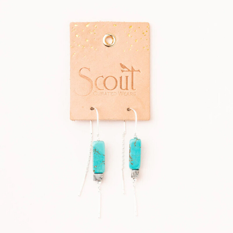 FINAL SALE Rectangle Stone Thread Earring (50%)
