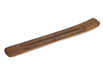 Wooden Incense Burner - Carved Feather