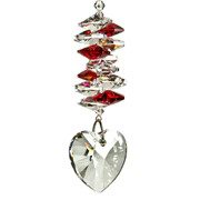 Crystal Heart Cascade Suncatcher - Ruby