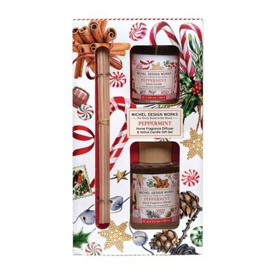 Peppermint Home Fragrance Diffuser & Votive Candle Gift Set