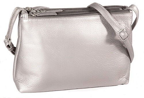 CENTRAL PARK - Small Three Zippered Compartment Crossbody (CP 8847) - Silver