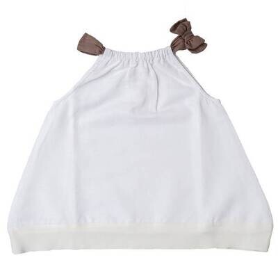 FINAL SALE - Bow Linen Dress White 3-6