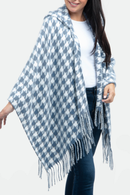 Houndstooth Hooded Wrap
