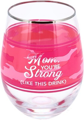 Strong Mom Stemless Wine Glass