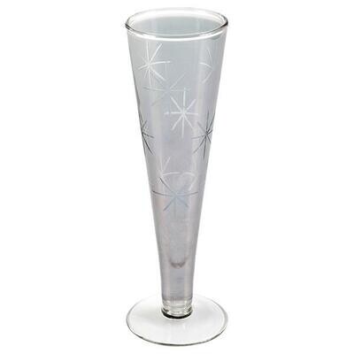 Etched Glass Champagne Flute Gray