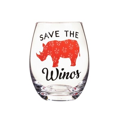 Stemless Wine Glass w/Box Save The Winos