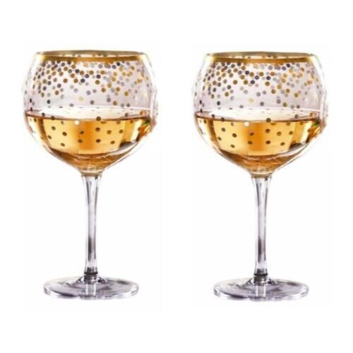 Dot Gold Silver Wine Glass