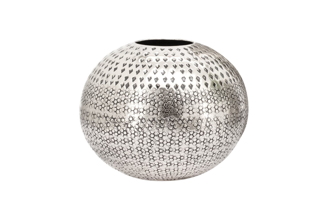 Inca Hammered Aluminum 8.5 In. Diameter Ball Decor Vase - Silver