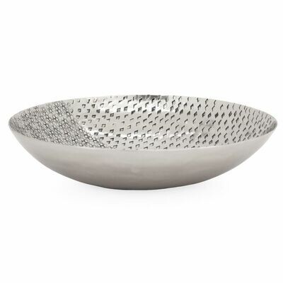 Inca Hammered Aluminum Decor Bowl - Silver
