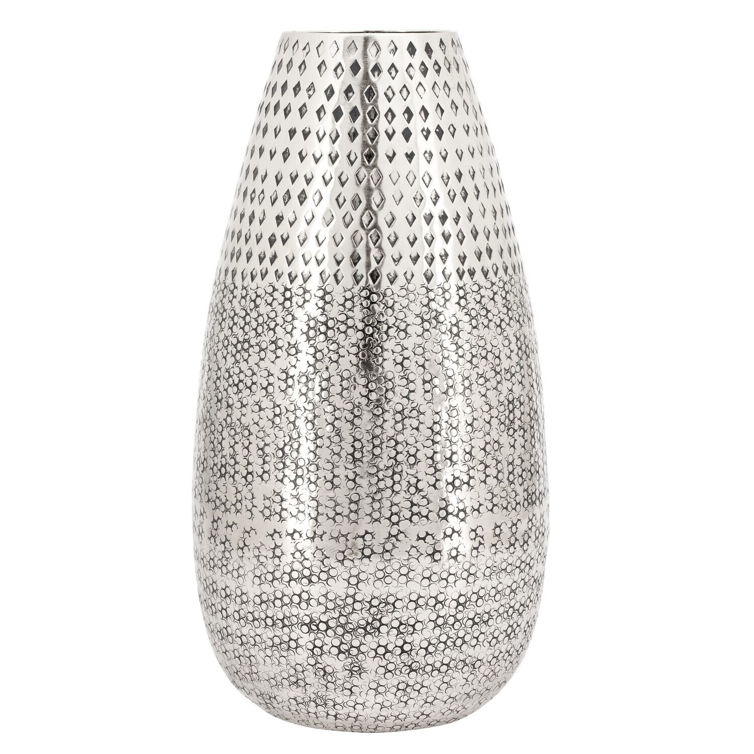 Inca Hammered Aluminum 15.5H In. Bullet Decor Vase - Silver