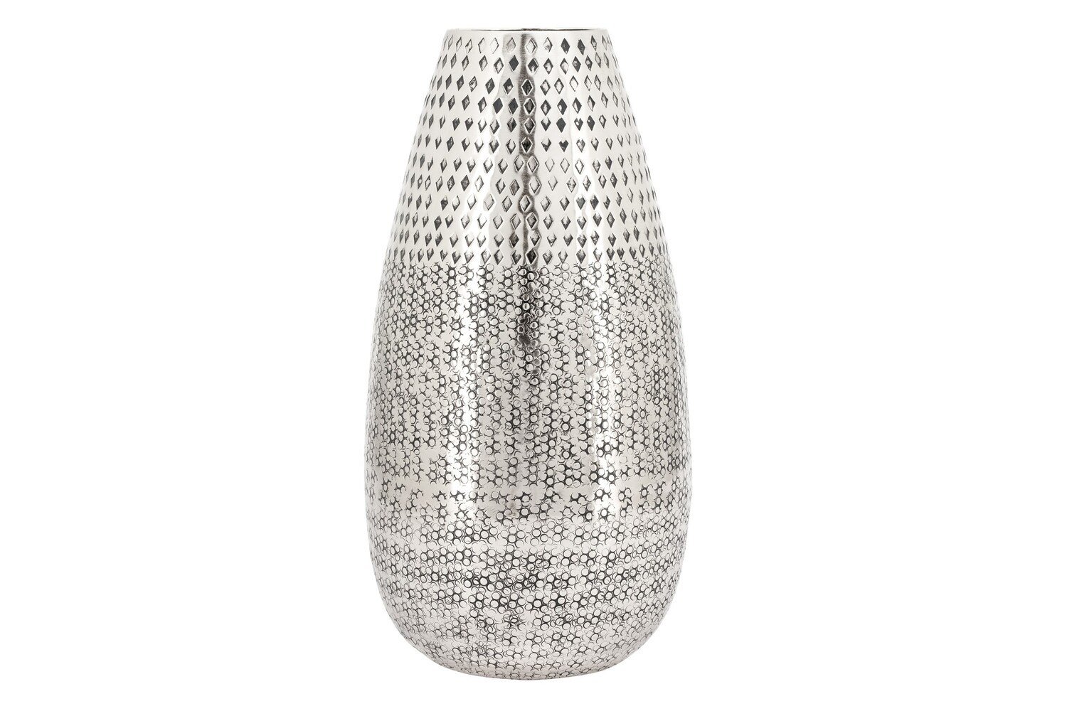 Inca Hammered Aluminum 12H In. Bullet Decor Vase - Silver