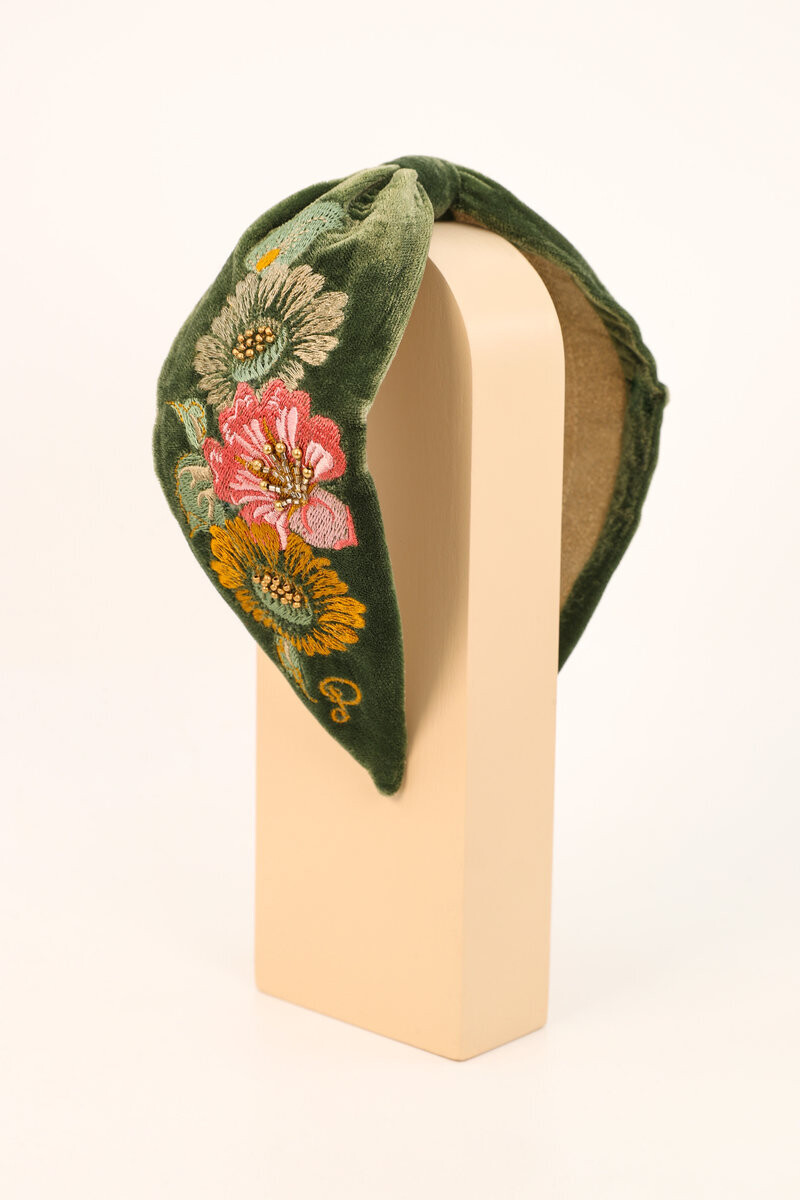 Embroidered Folk Art Floral Headband