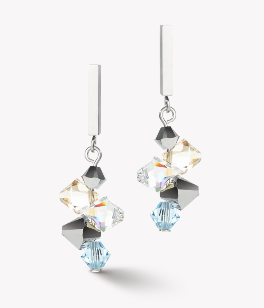 Dancing Crystals & Chunky Chain aqua earrings