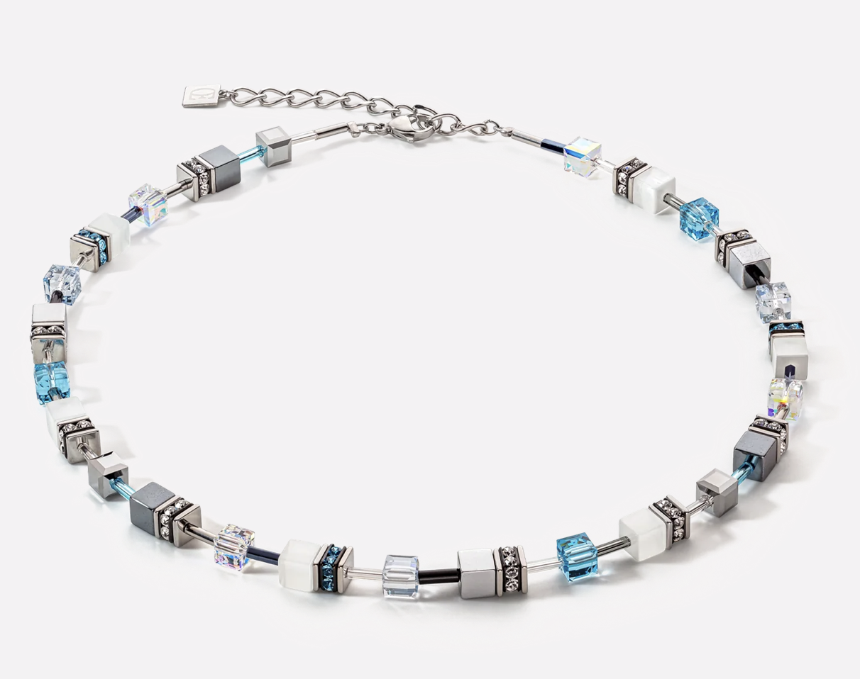 GeoCUBE® Iconic Monochrome necklace aqua