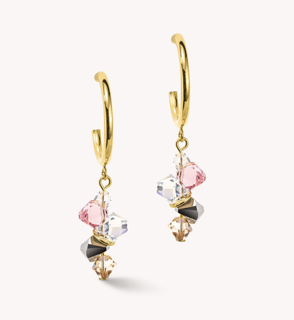 Dancing Crystals gold light rose earrings 