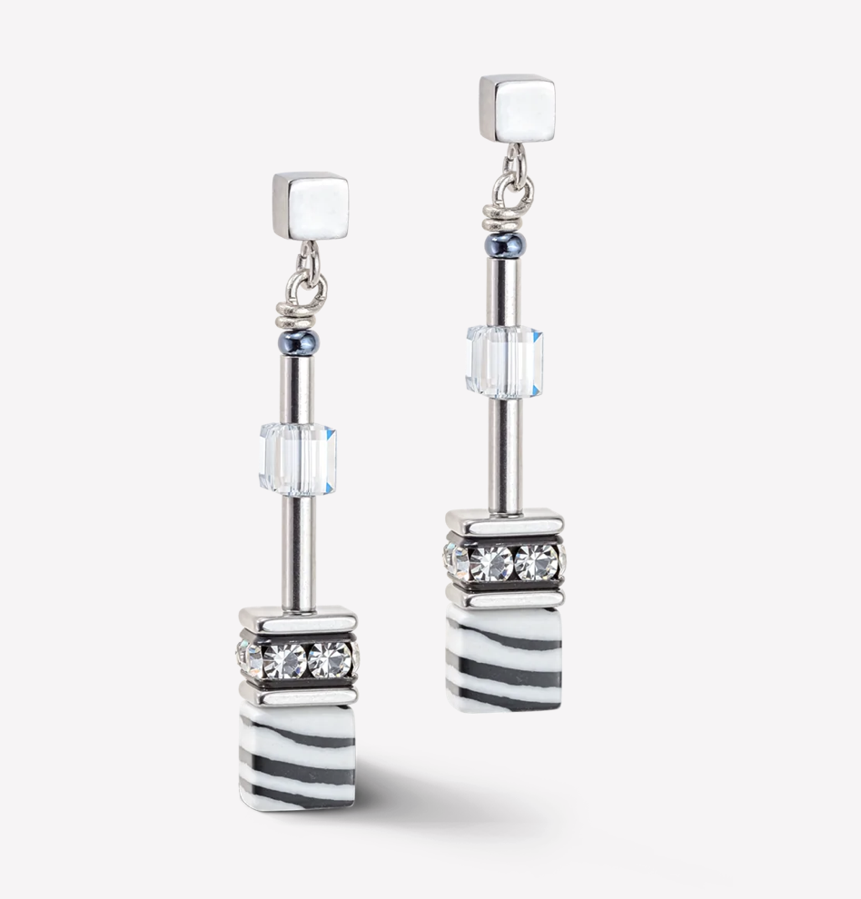 GeoCUBE® Iconic 50 cm earrings black-white