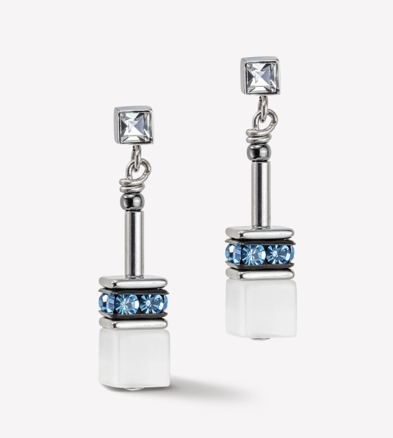 GeoCUBE® Iconic Monochrome earrings aqua
