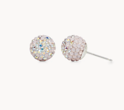 Rose Quartz Sparkle Ball Stud Earrings