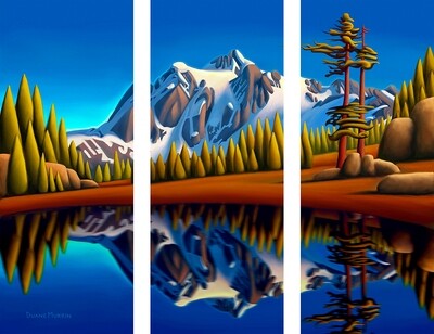 Picture Lake Large Triptych 15x18