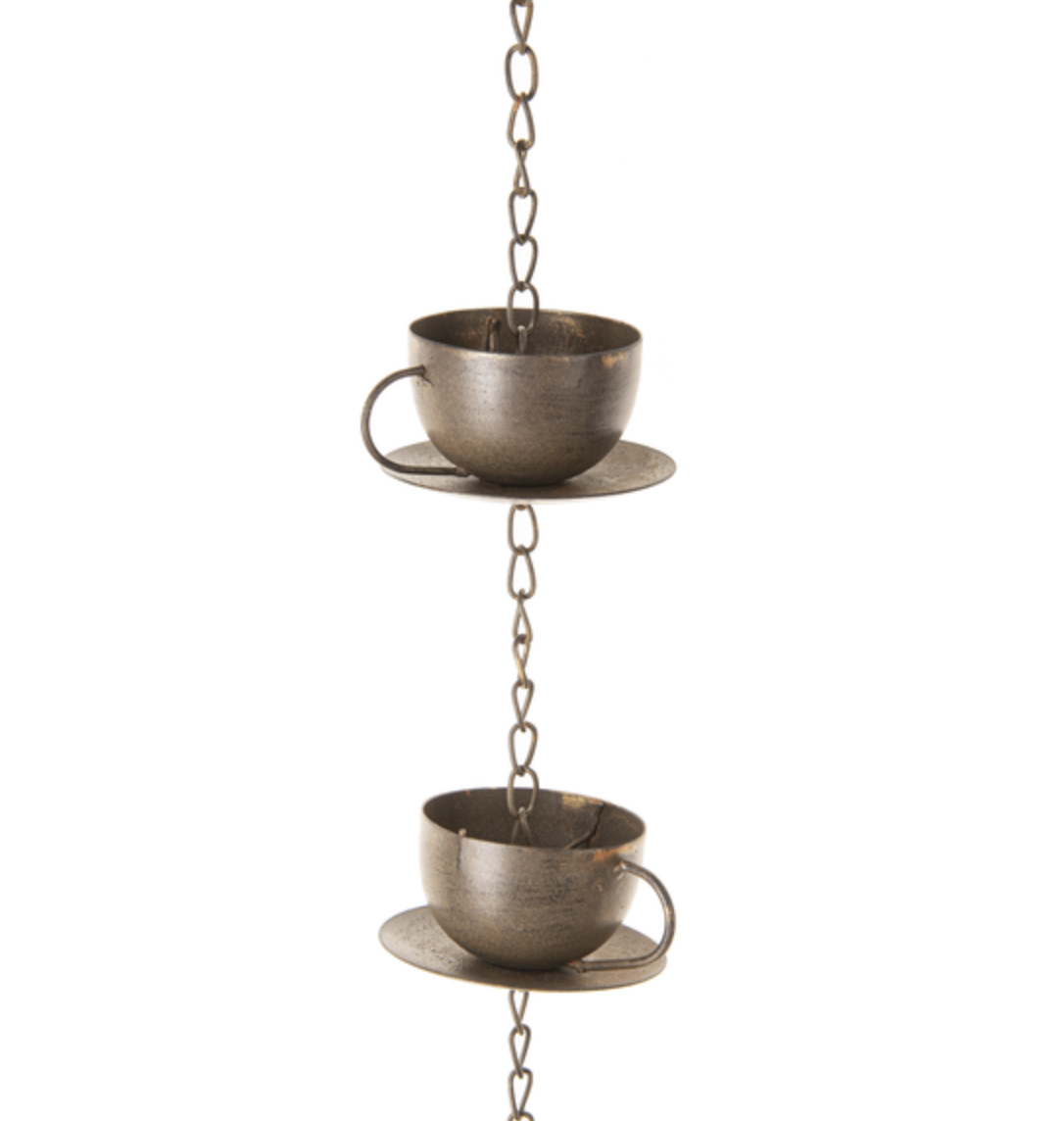 FINAL SALE Teapot & Teacup Rain Chain with Bell